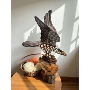 vintage hand crafted and painted wooden american eagle statue/figurine